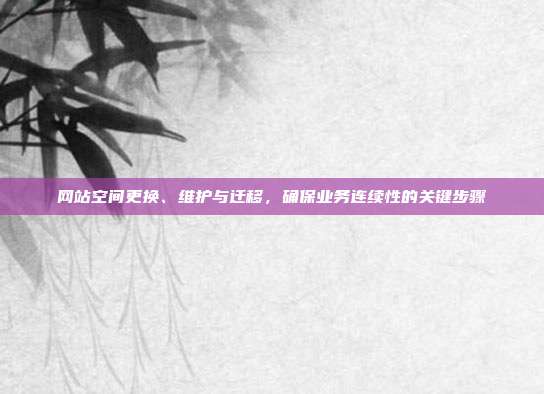 网站空间更换、维护与迁移,确保业务连续性的关键步骤