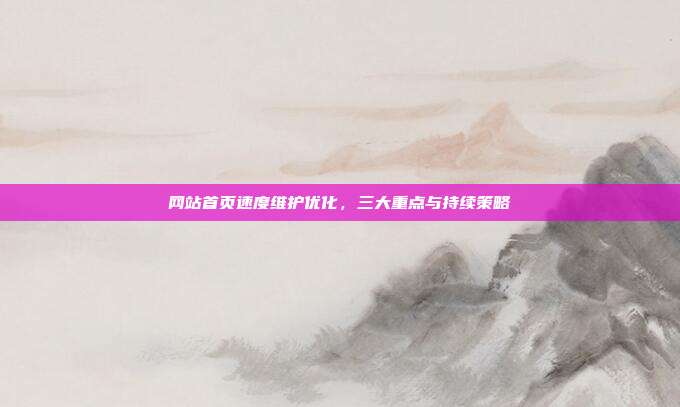 网站首页速度维护优化,三大重点与持续策略