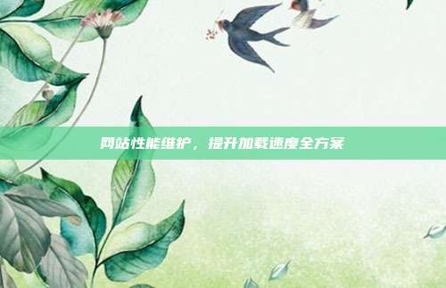 网站性能维护,提升加载速度全方案