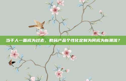 当千人一面成为过去，数码产品个性化定制为何成为新潮流？