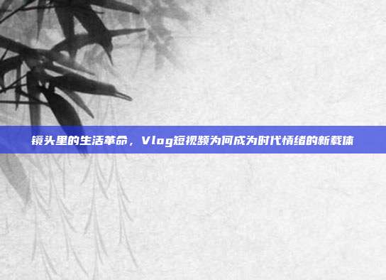 镜头里的生活革命,Vlog短视频为何成为时代情绪的新载体
