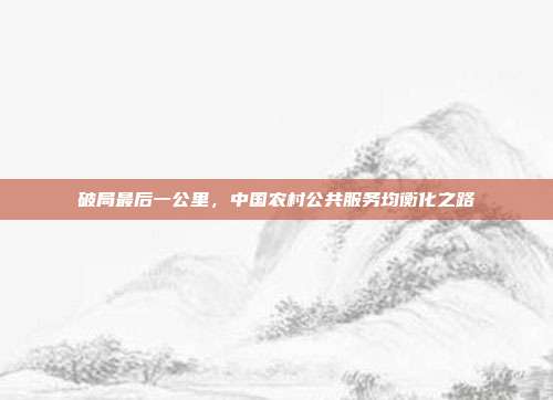 破局最后一公里，中国农村公共服务均衡化之路
