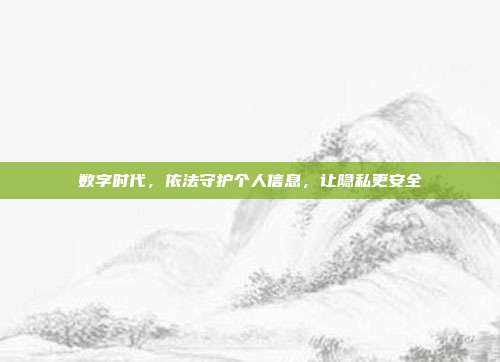 数字时代,依法守护个人信息,让隐私更安全