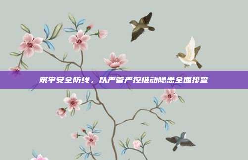 筑牢安全防线,以严管严控推动隐患全面排查
