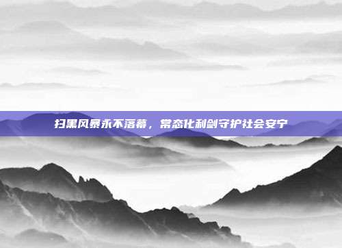 扫黑风暴永不落幕,常态化利剑守护社会安宁