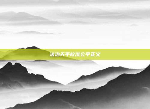法治天平校准公平正义