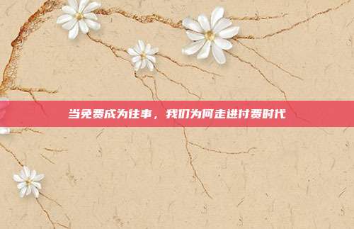当免费成为往事,我们为何走进付费时代