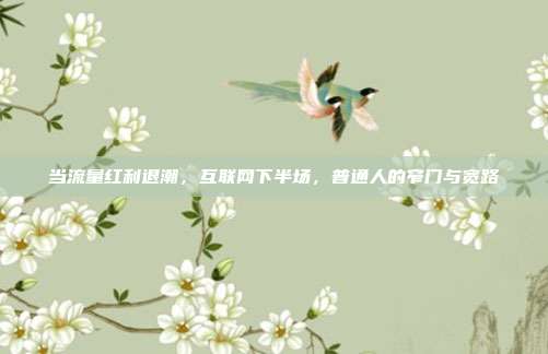 当流量红利退潮,互联网下半场,普通人的窄门与宽路