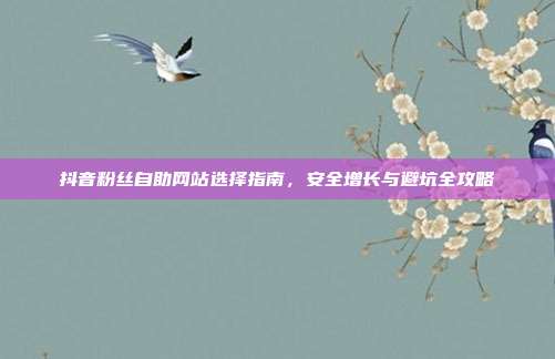 抖音粉丝自助网站选择指南，安全增长与避坑全攻略