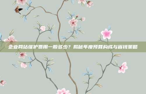 企业网站维护费用一般多少？揭秘年度预算构成与省钱策略