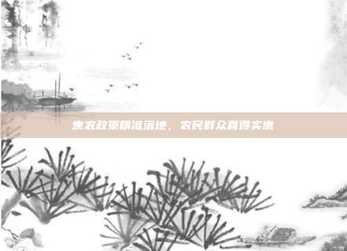 惠农政策精准落地,农民群众喜得实惠