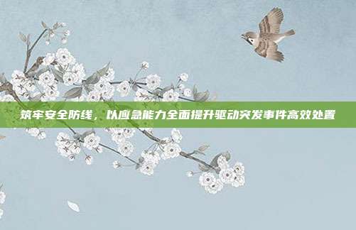 筑牢安全防线，以应急能力全面提升驱动突发事件高效处置