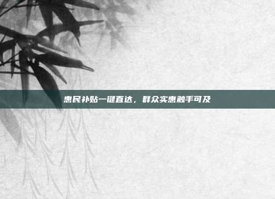 惠民补贴一键直达,群众实惠触手可及