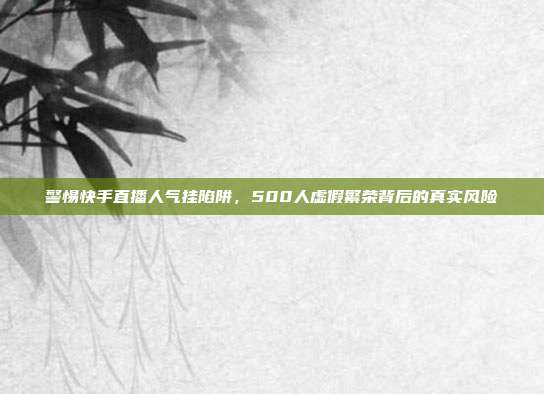 警惕快手直播人气挂陷阱,500人虚假繁荣背后的真实风险