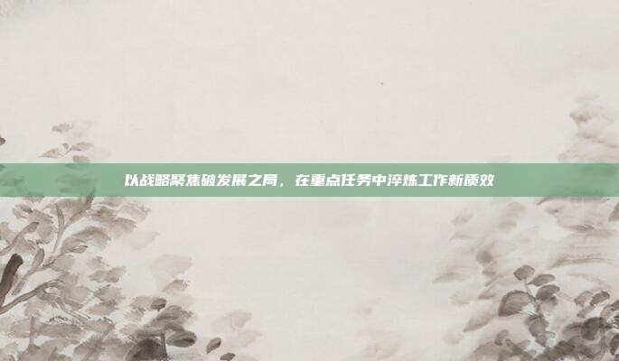 以战略聚焦破发展之局，在重点任务中淬炼工作新质效