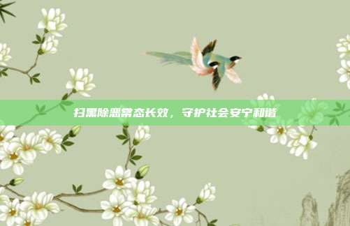 扫黑除恶常态长效，守护社会安宁和谐