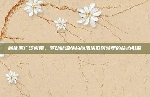 新能源广泛应用，驱动能源结构向清洁低碳转型的核心引擎