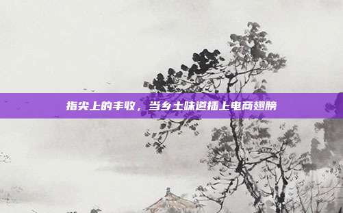 指尖上的丰收，当乡土味道插上电商翅膀