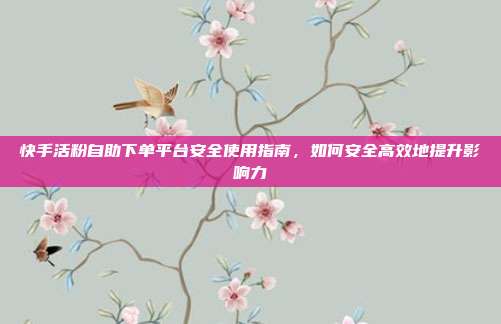 快手活粉自助下单平台安全使用指南,如何安全高效地提升影响力