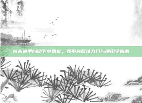 抖音快手自助下单网址,双平台网址入口与使用全指南
