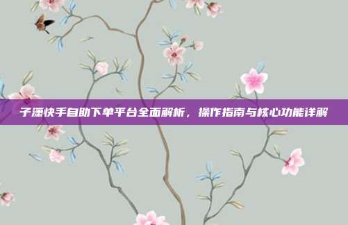 子潇快手自助下单平台全面解析,操作指南与核心功能详解