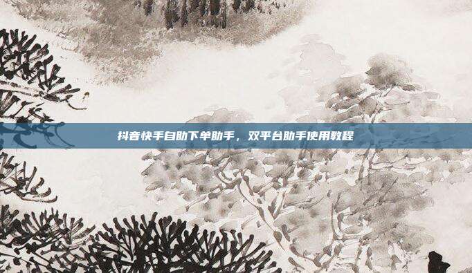抖音快手自助下单助手,双平台助手使用教程