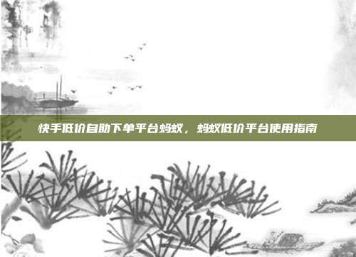 快手低价自助下单平台蚂蚁,蚂蚁低价平台使用指南