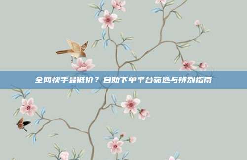 全网快手最低价?自助下单平台筛选与辨别指南