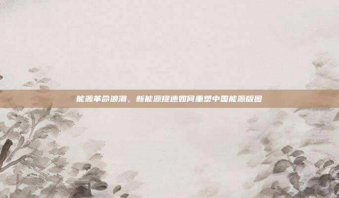能源革命浪潮，新能源提速如何重塑中国能源版图