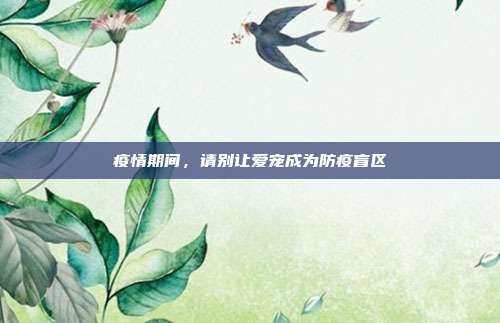 疫情期间,请别让爱宠成为防疫盲区