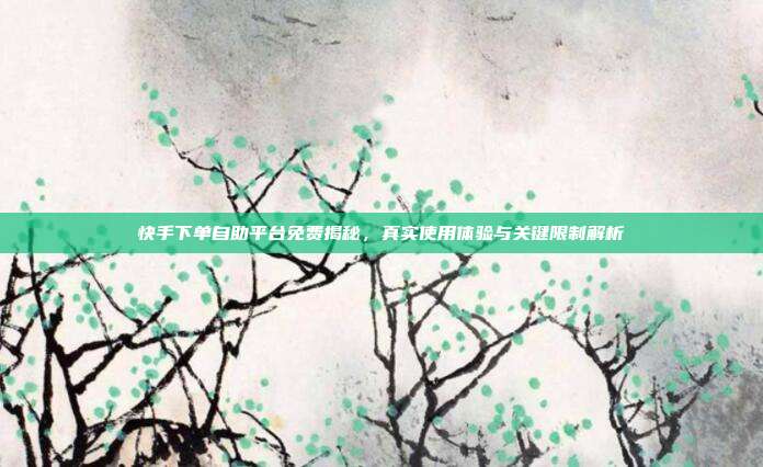 快手下单自助平台免费揭秘，真实使用体验与关键限制解析
