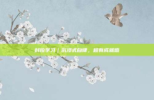 封控学习|沉浸式自律,超有成就感