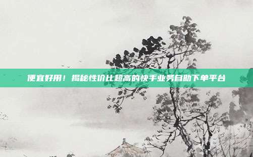 便宜好用!揭秘性价比超高的快手业务自助下单平台