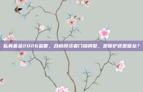 私募基金2026监管，合格投资者门槛调整，是保护还是壁垒？