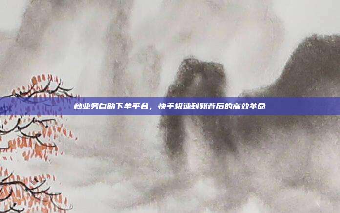 秒业务自助下单平台，快手极速到账背后的高效革命