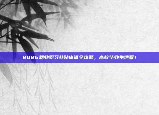2026就业见习补贴申请全攻略，高校毕业生速看！