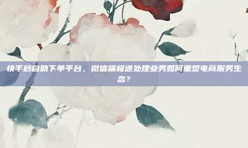 快手秒自助下单平台，微信端极速处理业务如何重塑电商服务生态？