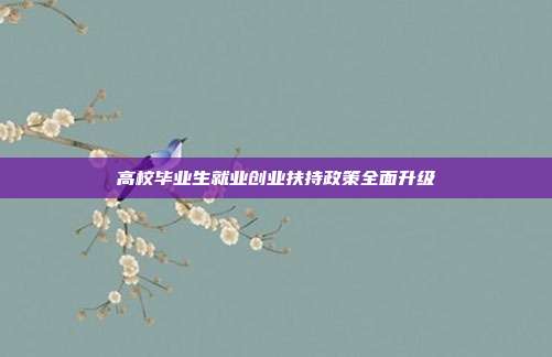 高校毕业生就业创业扶持政策全面升级