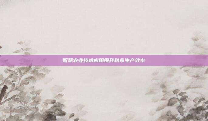 智慧农业技术应用提升粮食生产效率