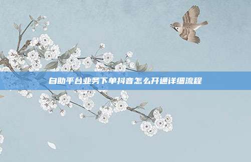 自助平台业务下单抖音怎么开通详细流程