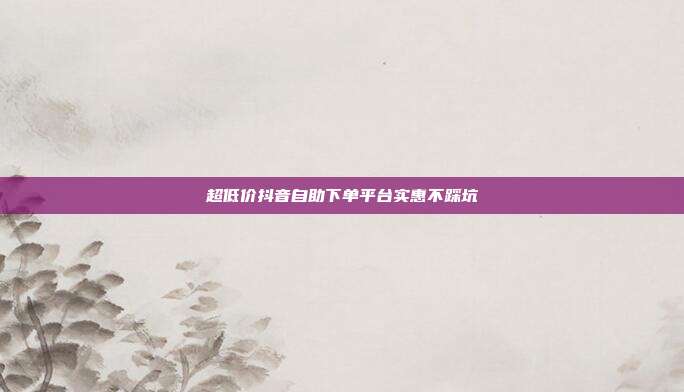 超低价抖音自助下单平台实惠不踩坑