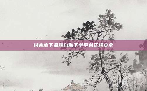 抖音底下品牌自助下单平台正规安全