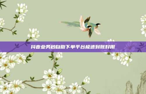 抖音业务秒自助下单平台极速到账好用