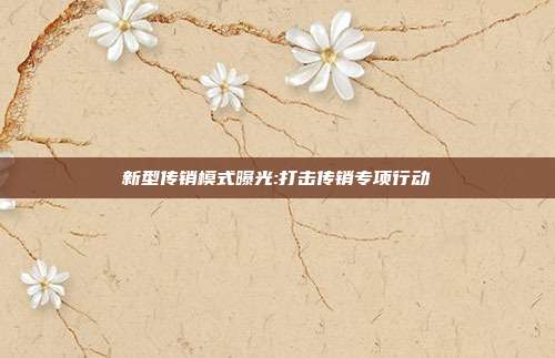 新型传销模式曝光:打击传销专项行动