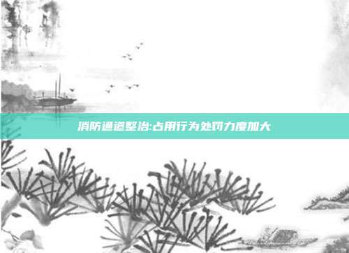 消防通道整治:占用行为处罚力度加大