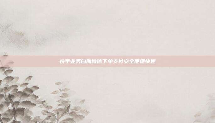 快手业务自助微信下单支付安全便捷快速