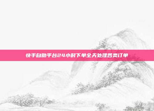 快手自助平台24小时下单全天处理各类订单