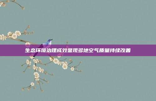 生态环境治理成效显现多地空气质量持续改善