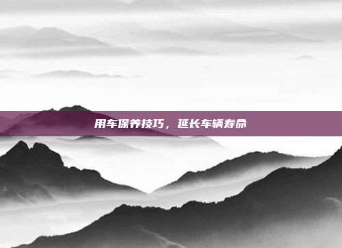 用车保养技巧,延长车辆寿命