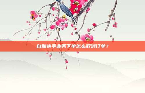 自助快手业务下单怎么取消订单?
